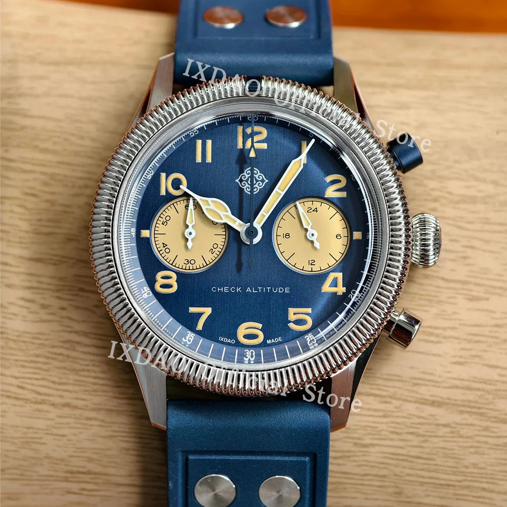 2025 New JD-X10S IXDAO 39mm Pilot Men Quartz Watches Peregrine Falcon Series VK64 Sapphire Stainless Steel Sports Chronograph 10Bar C3