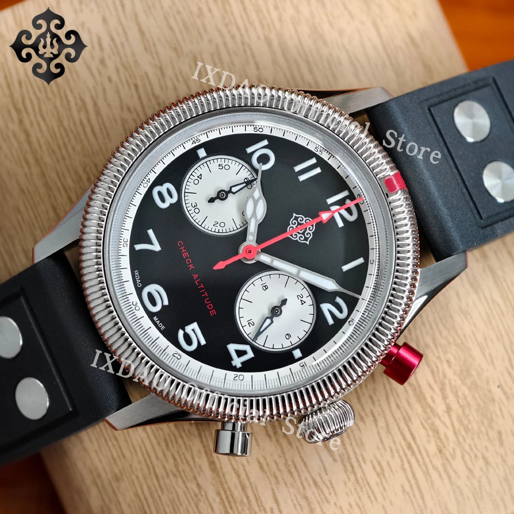2025 New JD-X10S IXDAO 39mm Pilot Men Quartz Watches Peregrine Falcon Series VK64 Sapphire Stainless Steel Sports Chronograph 10Bar C3