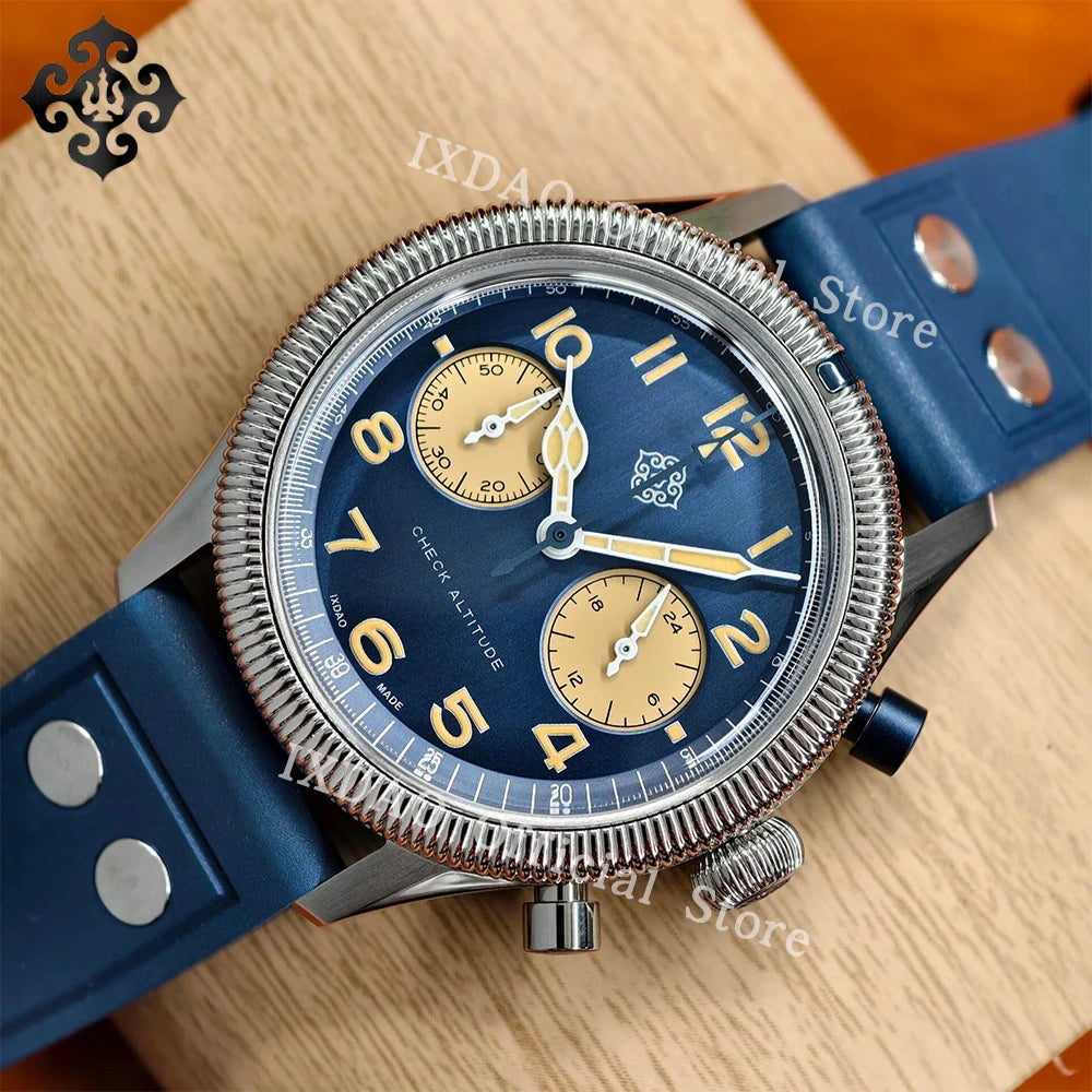 2025 New JD-X10S IXDAO 39mm Pilot Men Quartz Watches Peregrine Falcon Series VK64 Sapphire Stainless Steel Sports Chronograph 10Bar C3