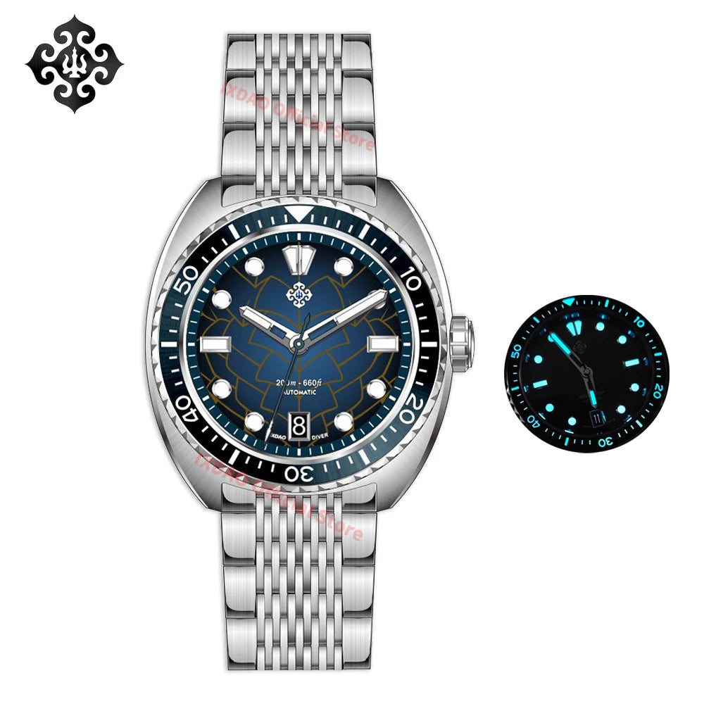 IXDAO IPOSE JD-X07S 2025 New Men's Automatic Mechanical Watch Dragon Scale Pattern Diving Watch 20Bar Stainless Steel BWG-9 reloj hombre
