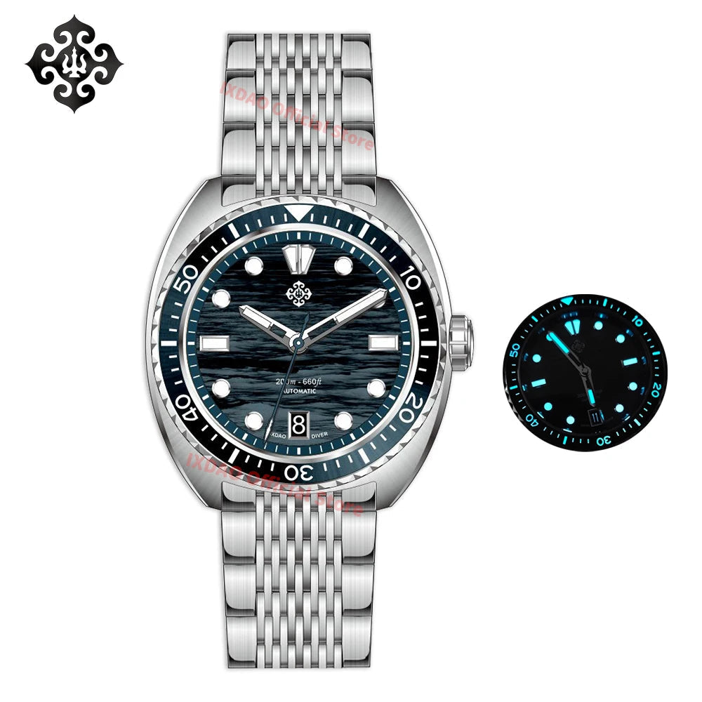 IXDAO IPOSE JD-X07S 2025 New Men's Automatic Mechanical Watch Dragon Scale Pattern Diving Watch 20Bar Stainless Steel BWG-9 reloj hombre