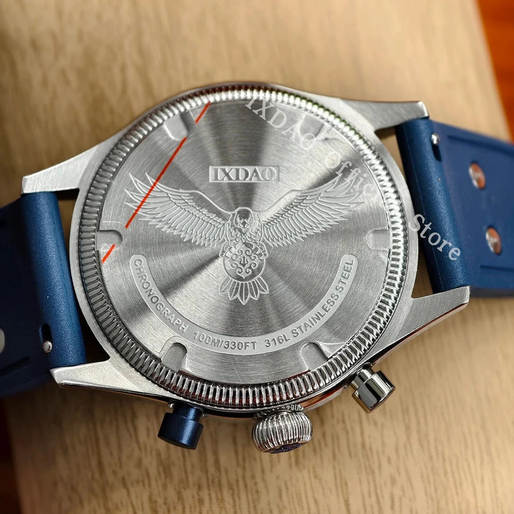 2025 New JD-X10S IXDAO 39mm Pilot Men Quartz Watches Peregrine Falcon Series VK64 Sapphire Stainless Steel Sports Chronograph 10Bar C3