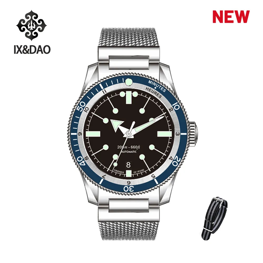 2025 New IPOSE IX&DAO Men's GMT Automatic Mechanical Watch PT5000 Stainless Steel Sapphire Classic Vintage Diver 5303 Watches C3