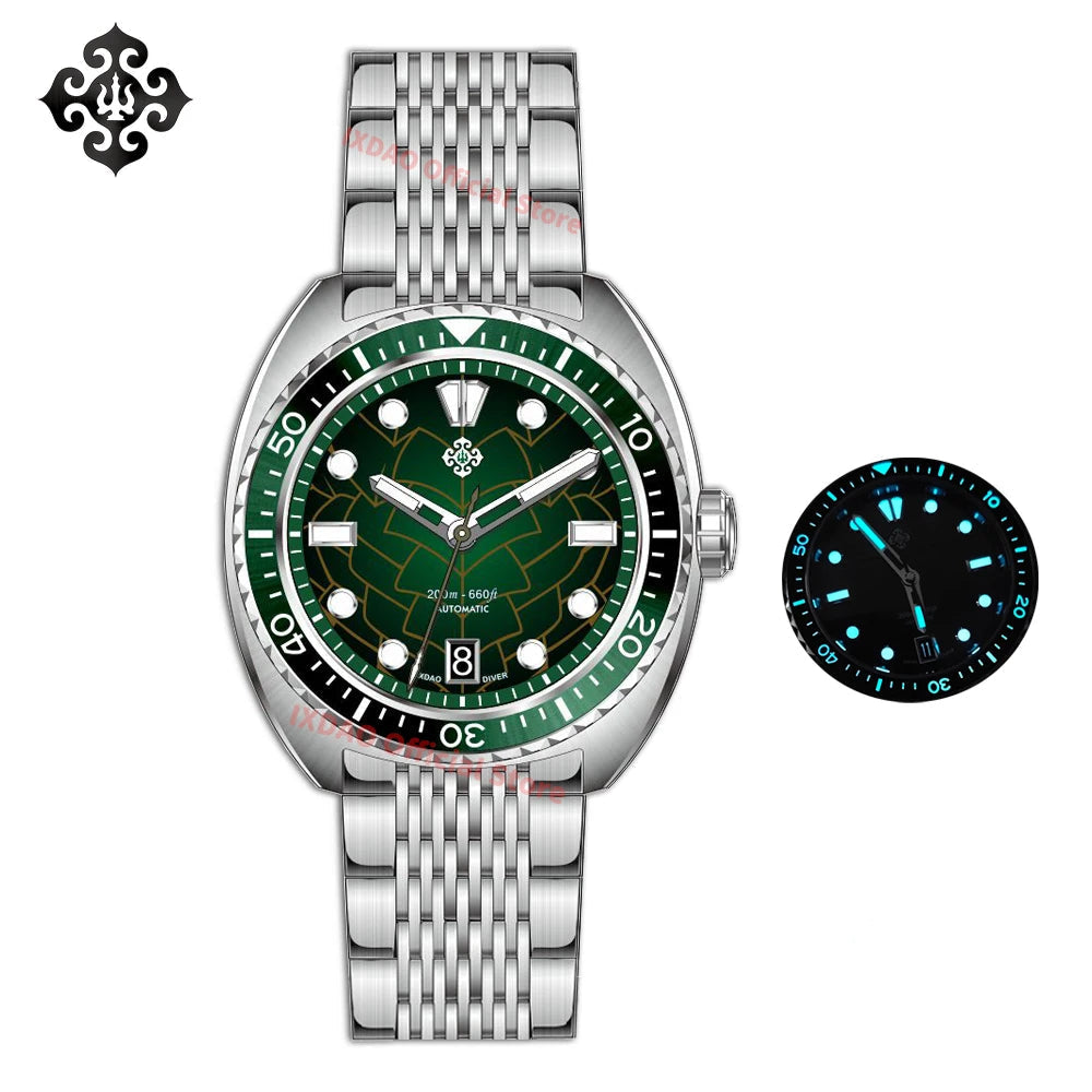 IXDAO IPOSE JD-X07S 2025 New Men's Automatic Mechanical Watch Dragon Scale Pattern Diving Watch 20Bar Stainless Steel BWG-9 reloj hombre