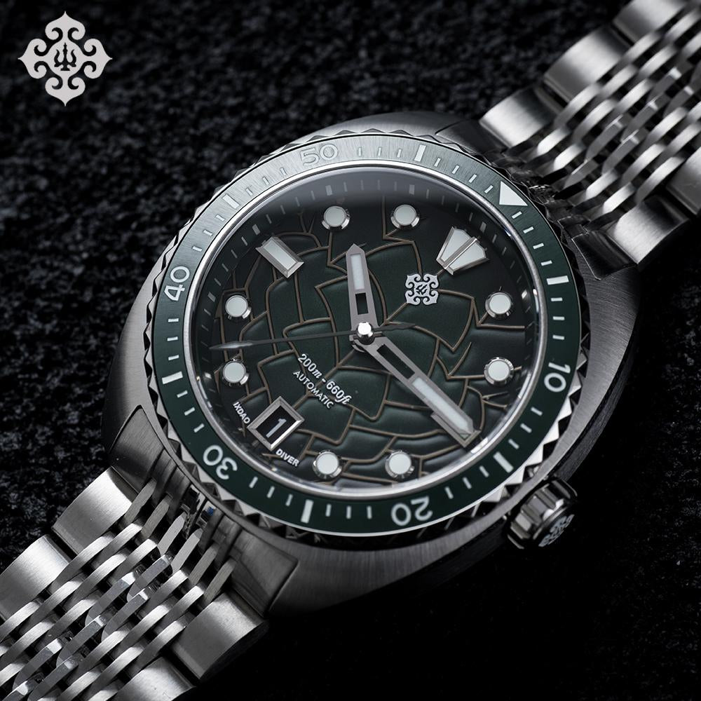 IXDAO IPOSE JD-X07S 2025 New Men's Automatic Mechanical Watch Dragon Scale Pattern Diving Watch 20Bar Stainless Steel BWG-9 reloj hombre