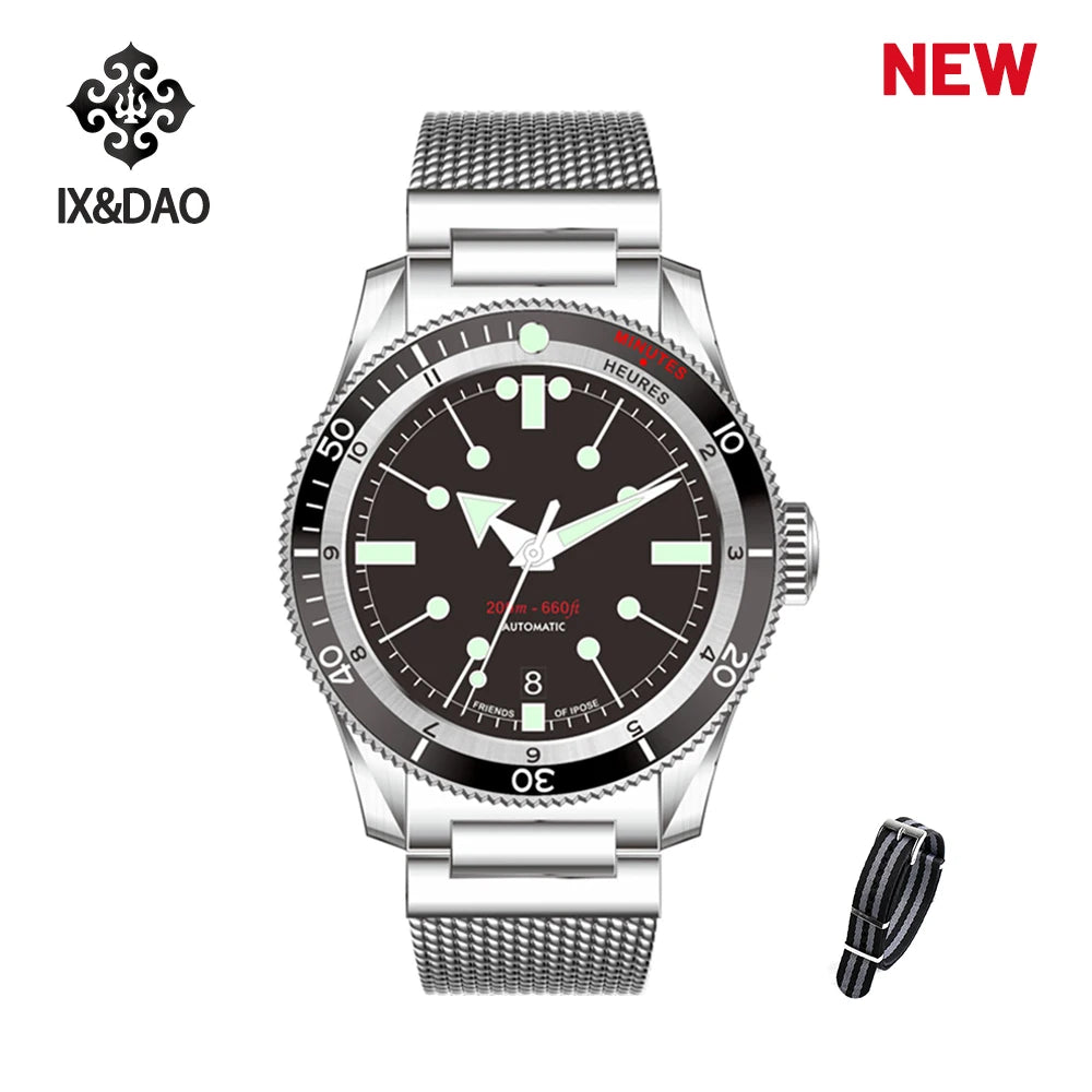 2023 New IPOSE IX&DAO Men's GMT Automatic Mechanical Watch PT5000 Stainless Steel Sapphire Classic Vintage Diver 5303 Watches C3