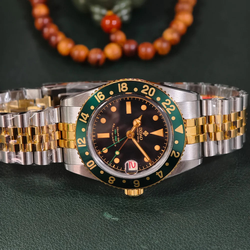 [Last one]（Green & Gold Two-Tone ) IPOSE IX&DAO 2024 New NH34 GMT Men's Mechanical Watches Fans of 6542