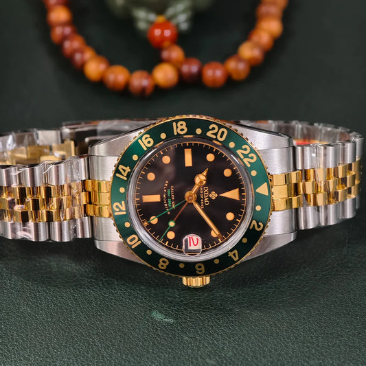 [Last one]（Green & Gold Two-Tone ) IPOSE IX&DAO 2024 New NH34 GMT Men's Mechanical Watches Fans of 6542